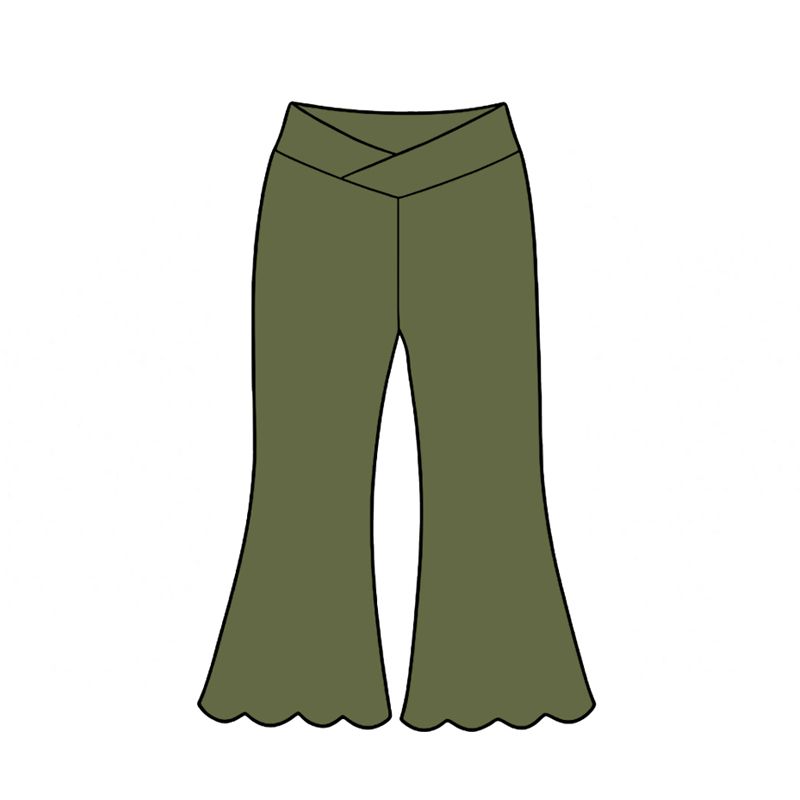 ( Moq 5 ) Baby Girls Kids Scallop Bell Pants Bottoms Yoga Active Green Clothes