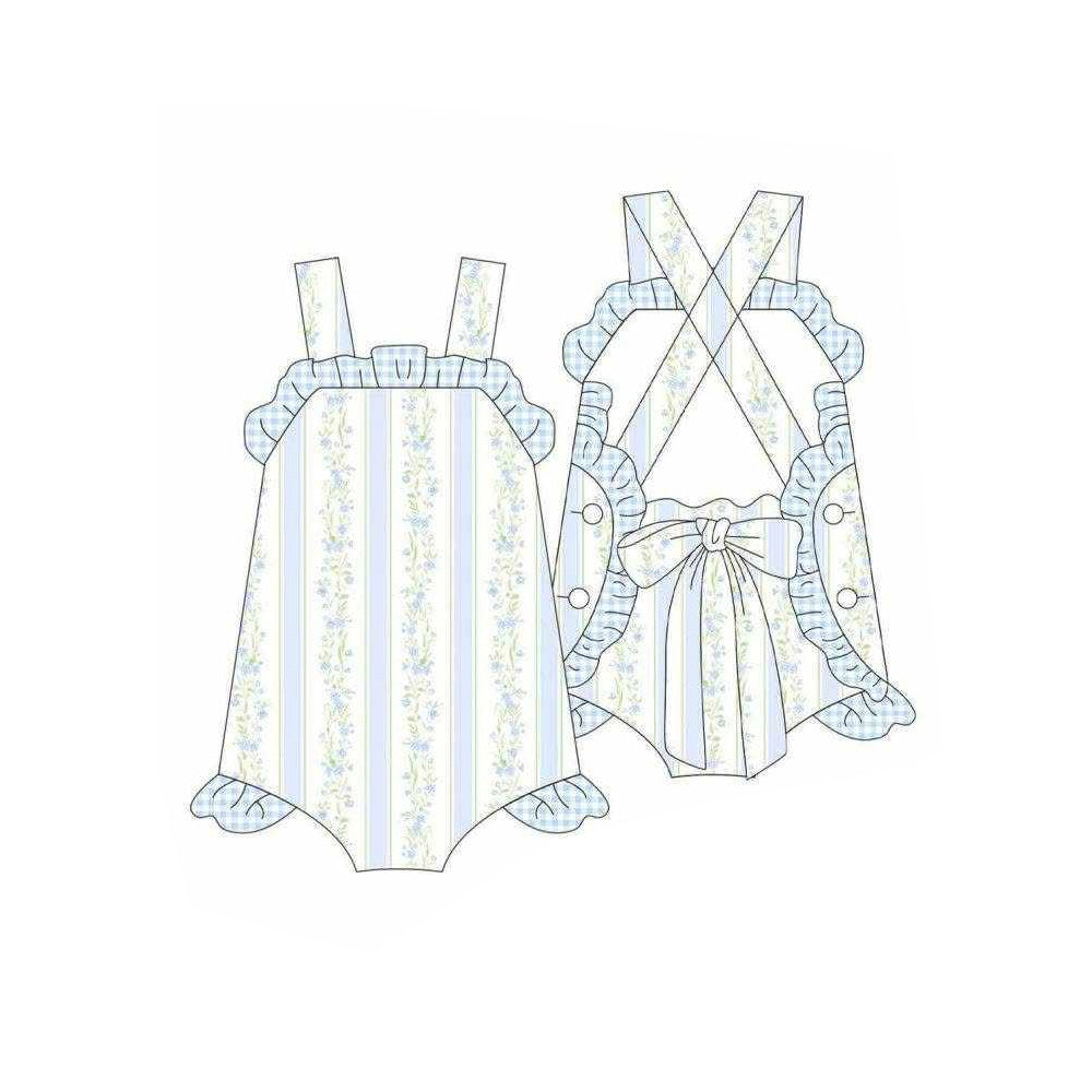 ( Moq 5 ) Preorder Baby Girls Infant Bows Floral Stripes Ruffle Bubble Romper