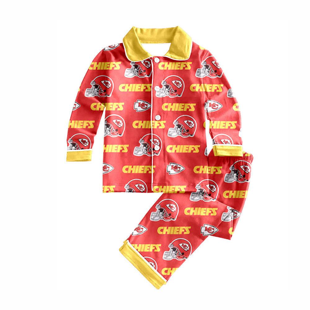 Baby Boy Team Long Sleeves KC Buttons Shirt Pants Pajamas Clothes Set