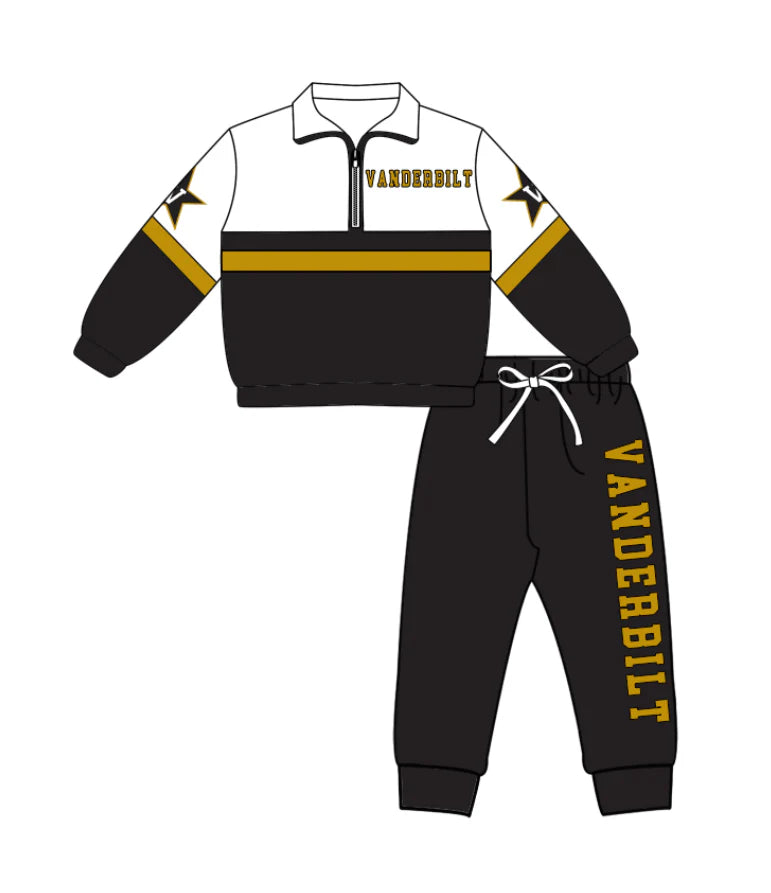 ( Moq 5 ) Baby Boys Toddler Long Sleeves Zipper Stars Shirt Jogger Pants Team Clothes Set