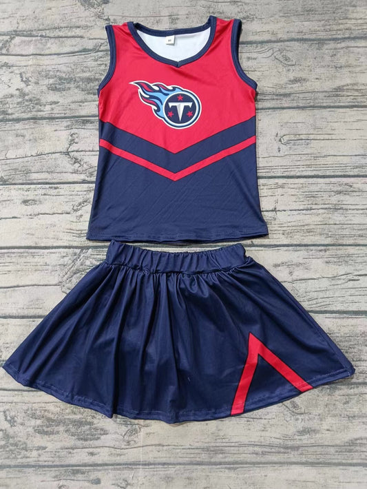 Baby Girl Toddler Sleeveless T Team Shirt Navy Blue Skirt Shorts Outfit Moq 5