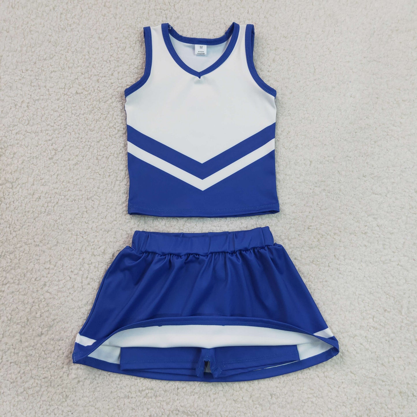 Baby Girls Kids Sleeveless Tops Skirt Shorts Set Yoga Team Blue Clothes RTS