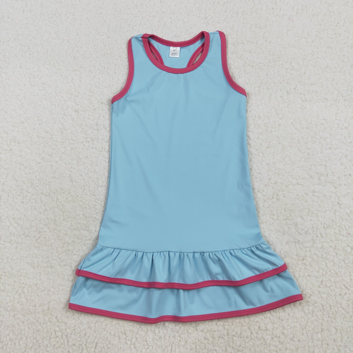 Baby Girl Sleeveless Yoga Active Ruffle Blue Knee Length Dress RTS