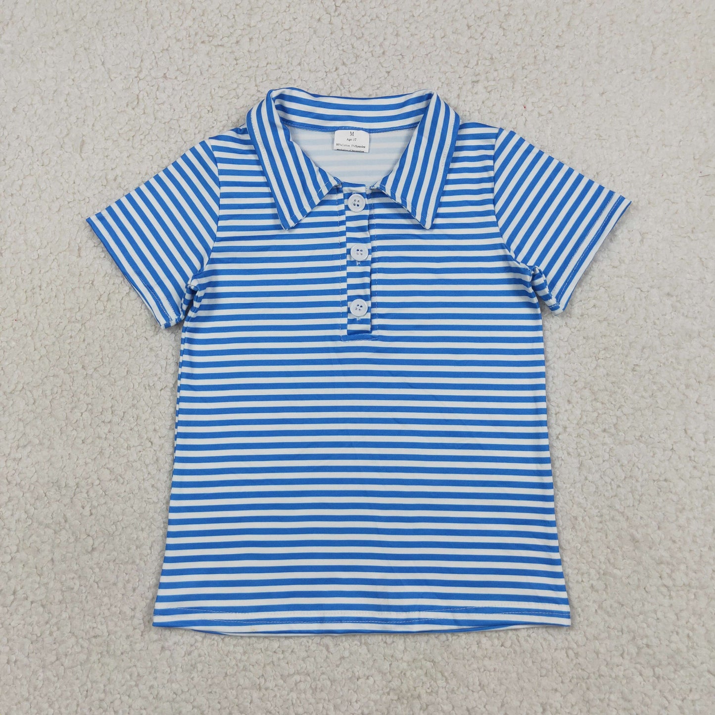 Baby Boys Kids Short Sleeves Blue Stripes Tops Polo Shirt RTS
