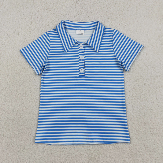 Baby Boys Kids Short Sleeves Blue Stripes Tops Polo Shirt RTS