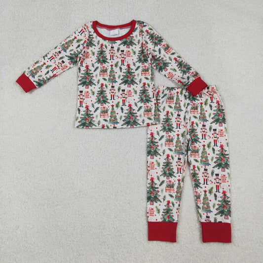 Boys Kids Long Sleeves Christmas Tree Soldiers Shirt Pants Pajamas Set RTS