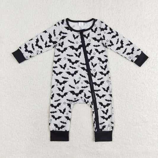 Baby Infant Boys Halloween Grey Bats Zip Bamboo Sleepers Romper