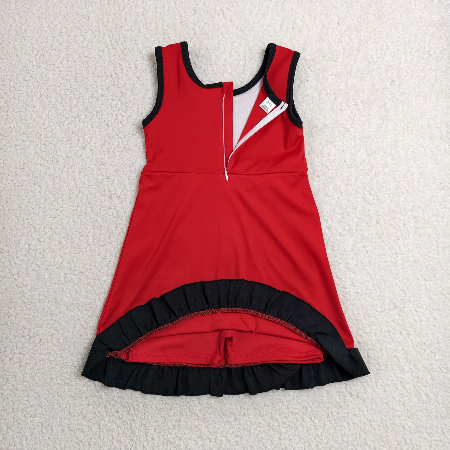 Baby Girls Kids Sleeveless Shorts Black Scallop Red Dress Yoga Active Clothes RTS