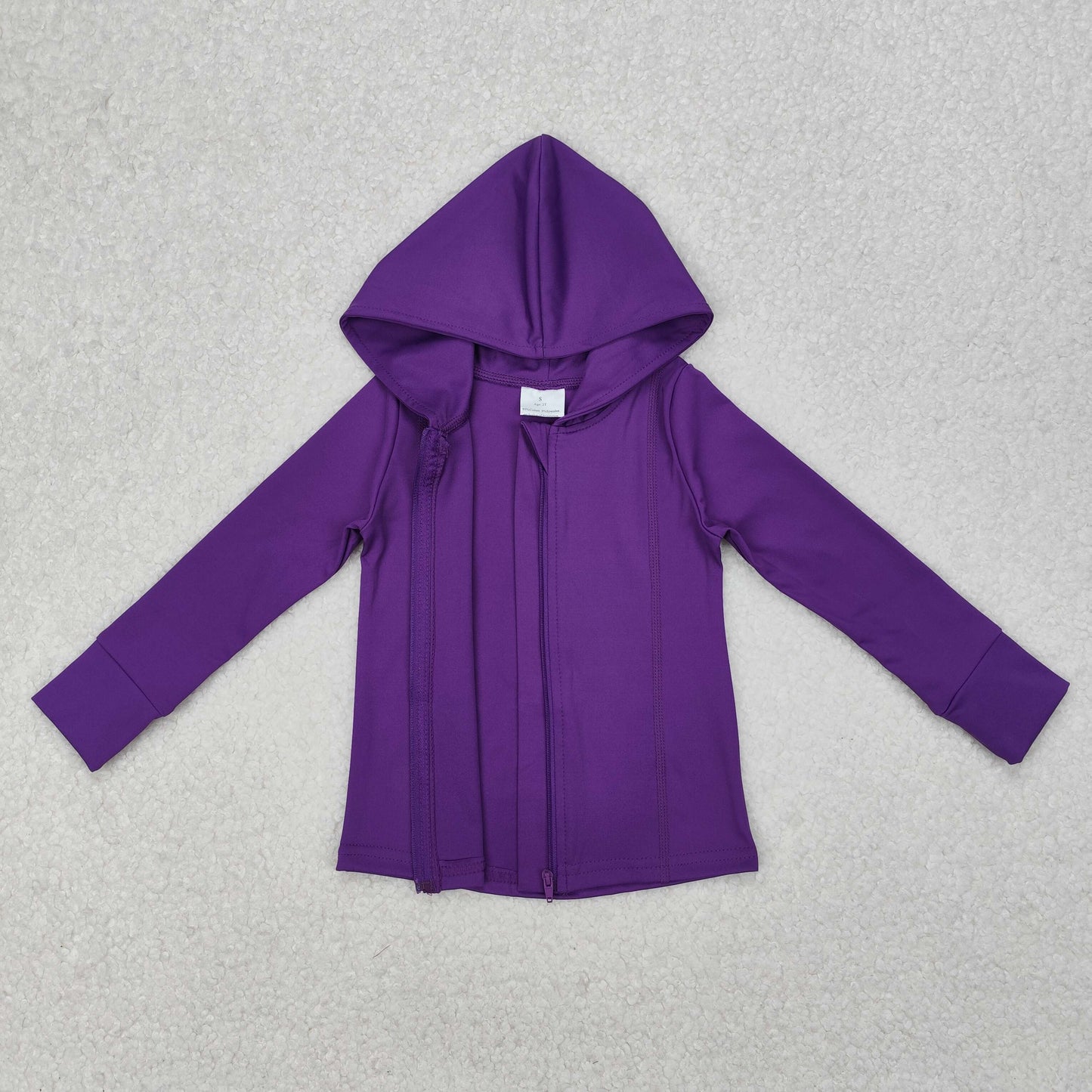 Baby Girl Long Sleeves Purple Hoodie Yoga Sports Zipper Jacket Tops RTS