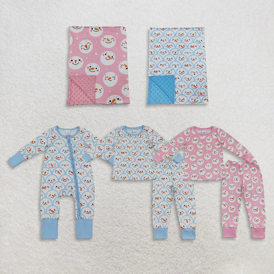 Sibling Baby Boys Girls Kids Long Sleeves Zipper Romper Sets Pajamas Blankets Christmas Clothes RTS