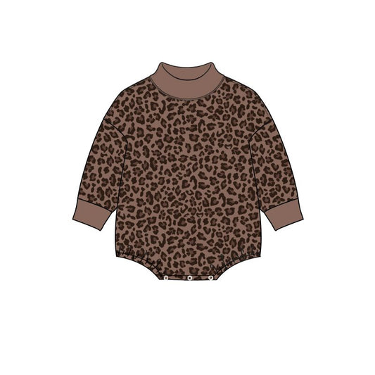 ( Moq 5 ) Preorder Baby Kids Infant Long Sleeves Leopard Bubble Romper Clothes
