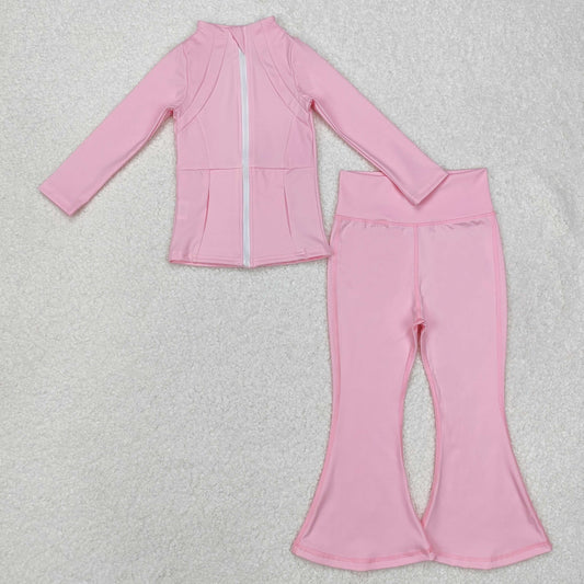 Baby Girl Long Sleeves Light Pink Yoga Active Wear Jackets Pants Set