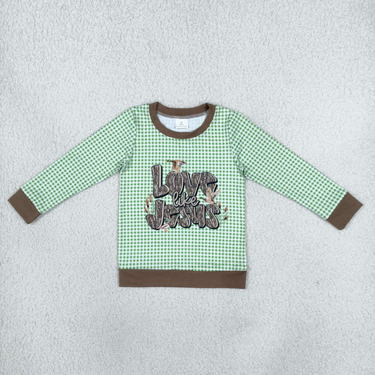 Baby Boy Long Sleeves Ducks Jesus Green Plaid Shirt RTS