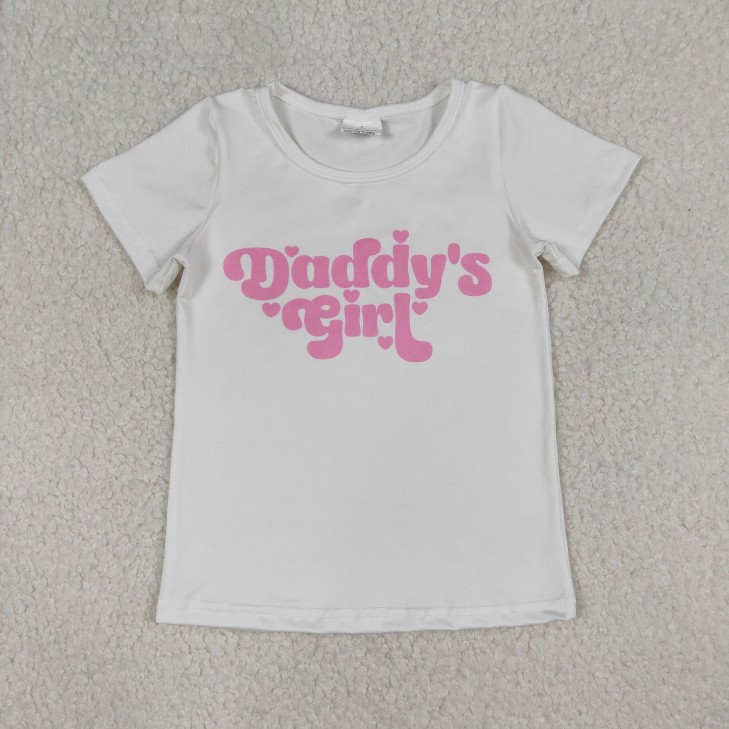 Baby Girls Kids Short Sleeves Daddy's Girl Hearts White Shirt Tops RTS