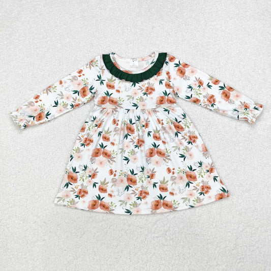 Baby Girl Long Sleeves Flower Fall Knee Length Dress
