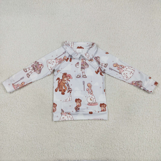 Baby Girl Long Sleeves Toys Zipper Pocket Cartoon Shirt Tops RTS