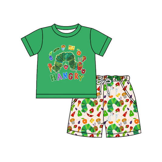 Baby Boy Green Short Sleeves Caterpillar Top Pocket Short Set ( Moq 5 )