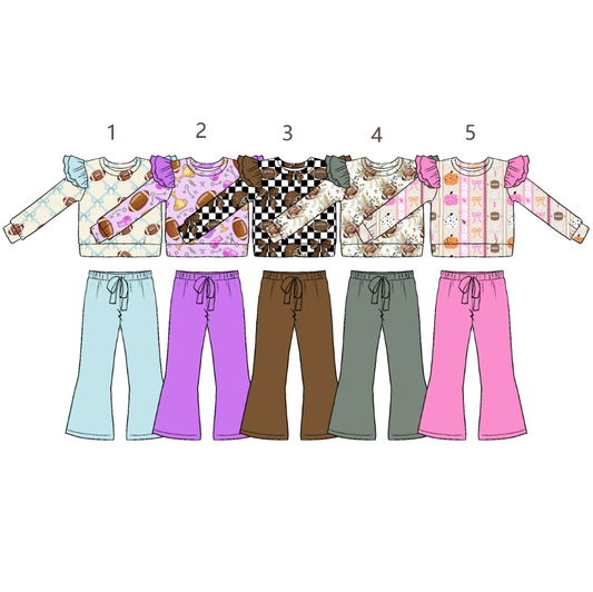 ( Moq 5 Each Style ) Sibling Baby Girls Kids Toddler Long Sleeves Football Shirts Pants Sets Fall Clothes