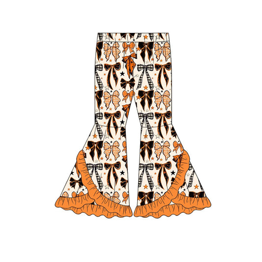( Moq 5 ) Baby Girls Kids Halloween Bows Orange Ruffle Bell Pants Bottoms Clothes