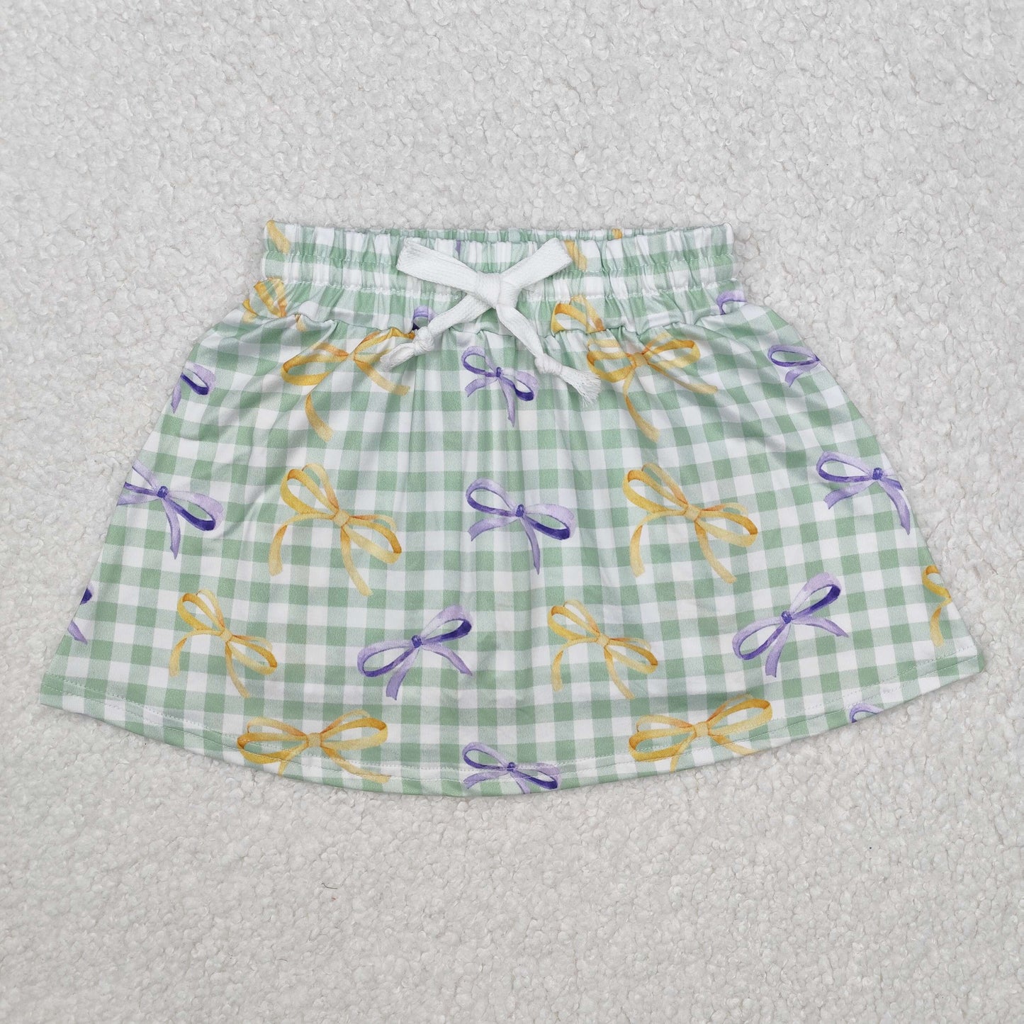 Baby Girl Mardi Gras Checkered Bows Skort Shorts Skirt