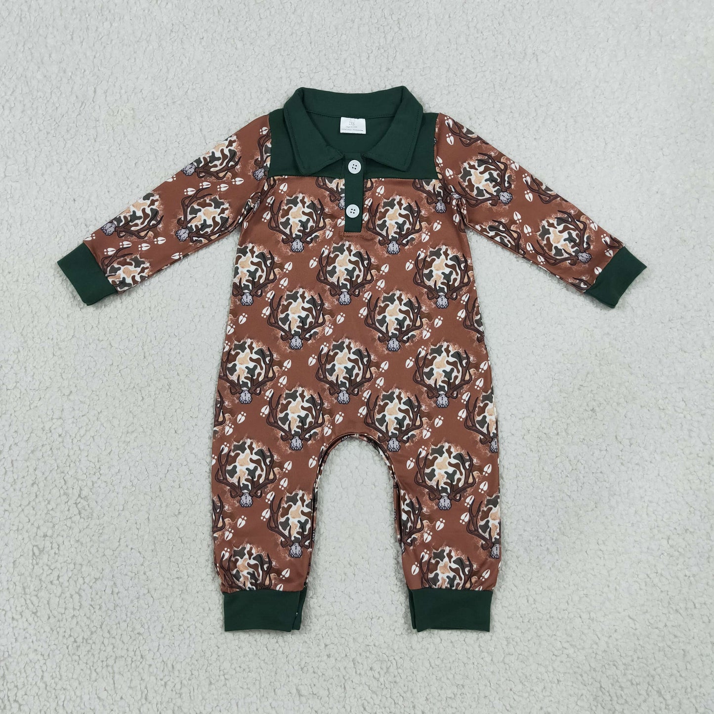 Baby Boys Infant Long Sleeves Deer Camo Buttons Romper Clothes RTS