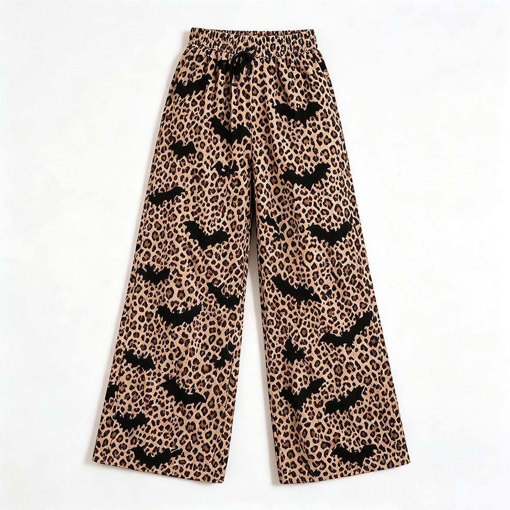 ( Moq 5 ) Preorder Adult Women Halloween Bats Leopard Pants Bottoms Clothes