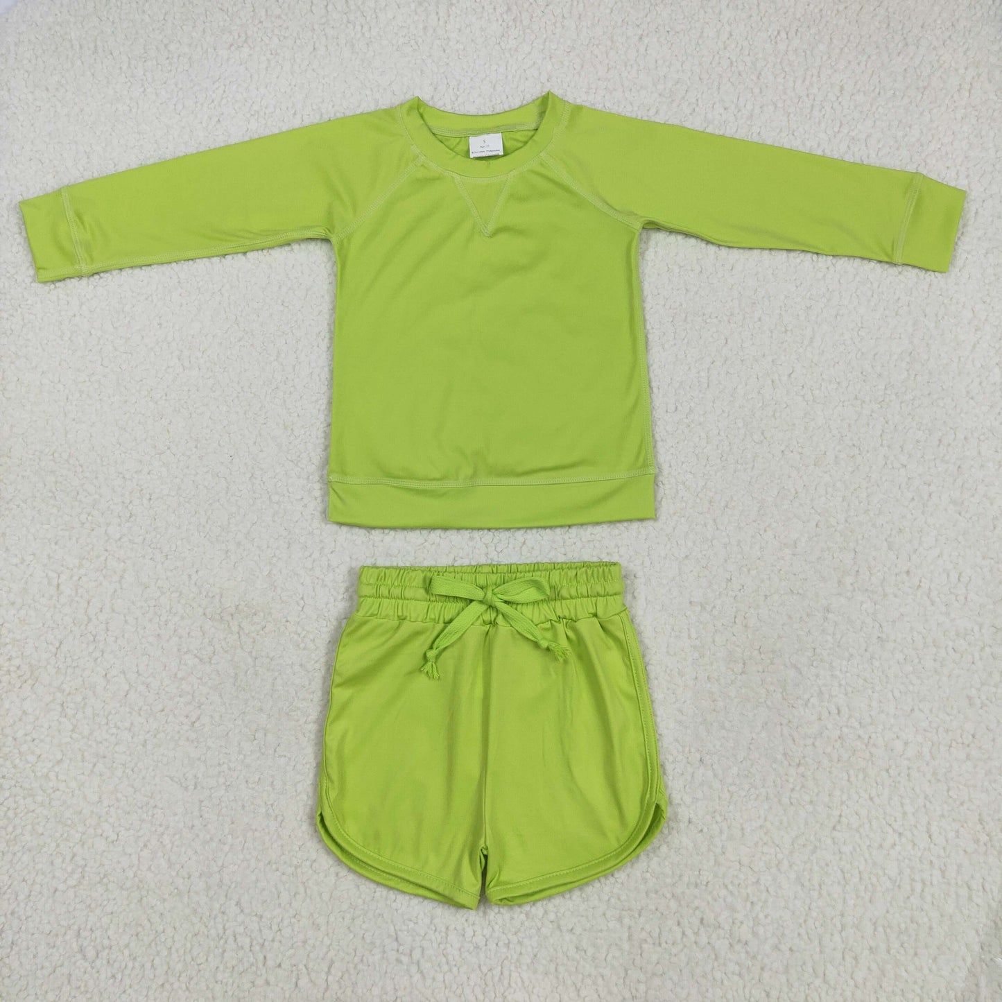 Baby Girl Toddler Long Sleeves Yoga Shirt Shorts Athletic Clothes Green Set RTS