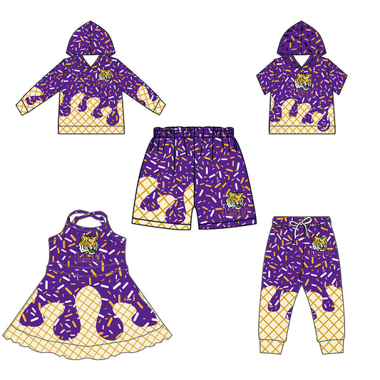 ( Moq 5 each style ) Baby Boy Girl Team Tiger Purple Sibling Dress Shirt Shorts Pants 5.28
