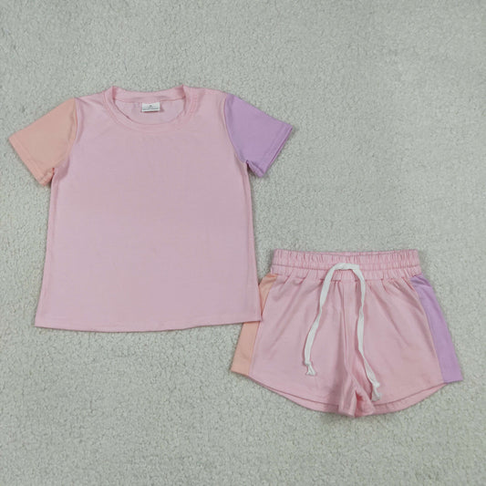 Baby Girl Kids Short Sleeves Pink Shirt Shorts Cotton Set Summer Clothes RTS