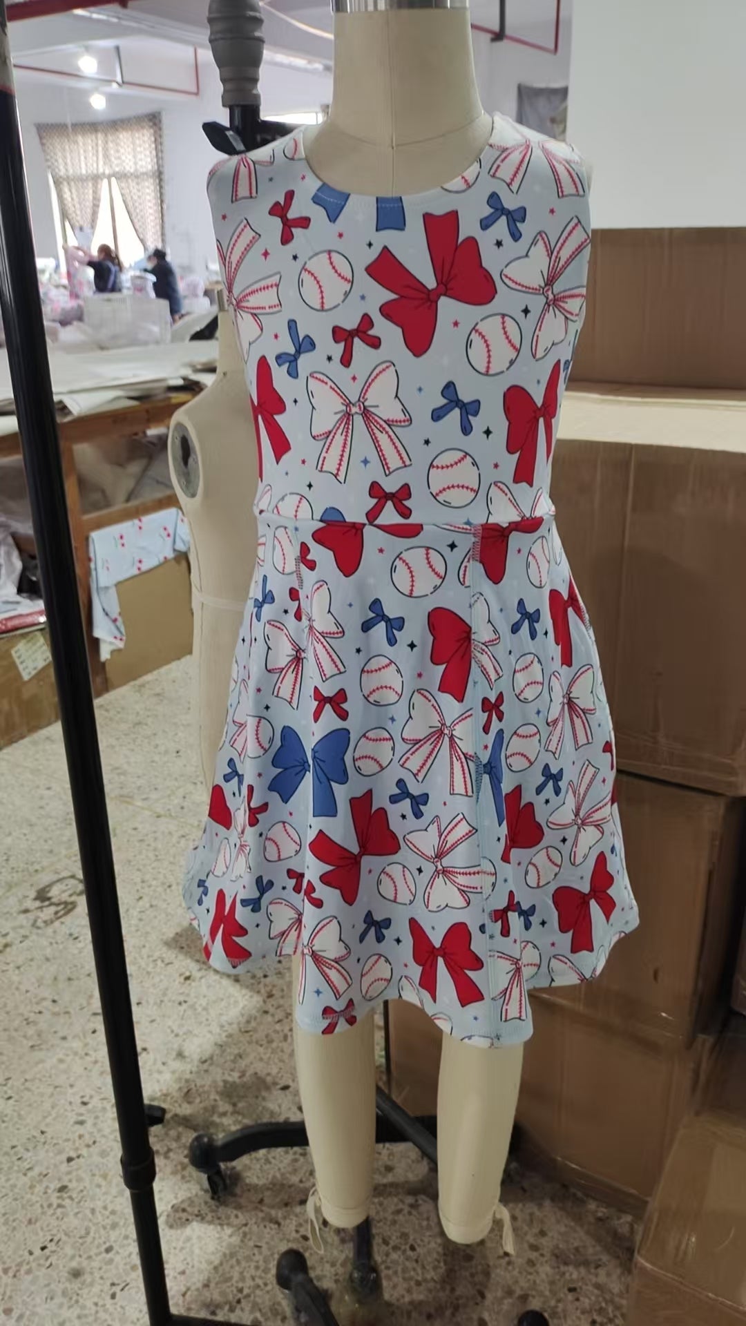 Baby Girl Baseball July 4th Yoga Active Wear Skort Knee Length Dress RTS