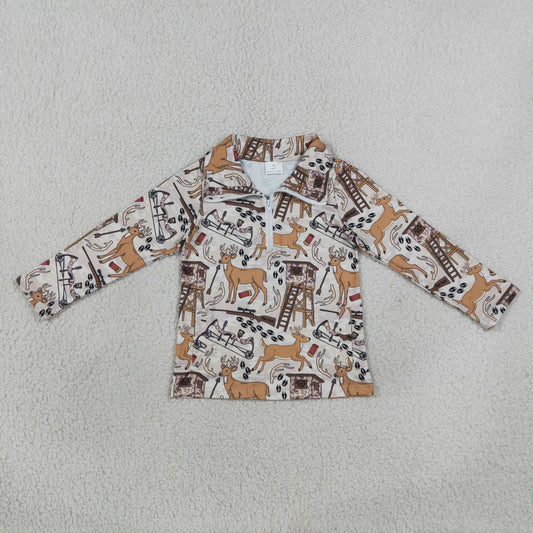 Baby Boys Kids Long Sleeves Deer Hunting Zipper Shirt Tops RTS