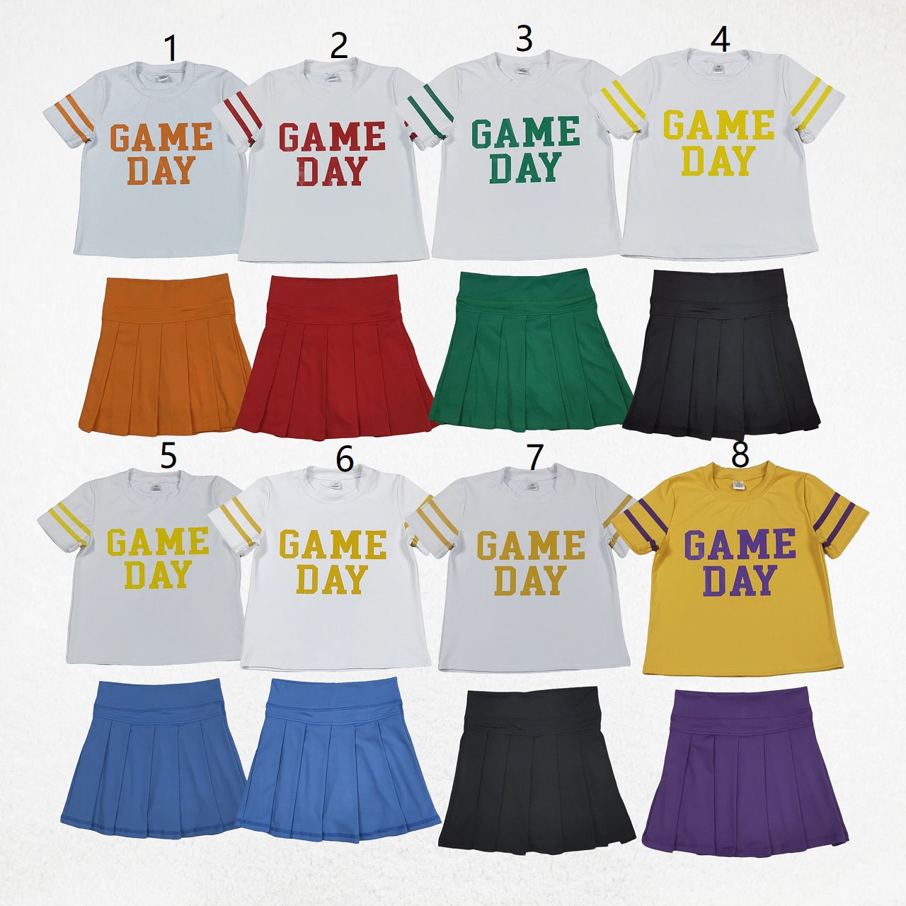 Sibling Baby Girls Game Day Tee Shirts Tops Pleated Skirts Short Yoga Active Team Clothes Sets