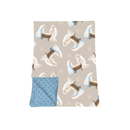( Moq 5 ) Preorder Baby Boys Toddler Nativity Blue Blanket