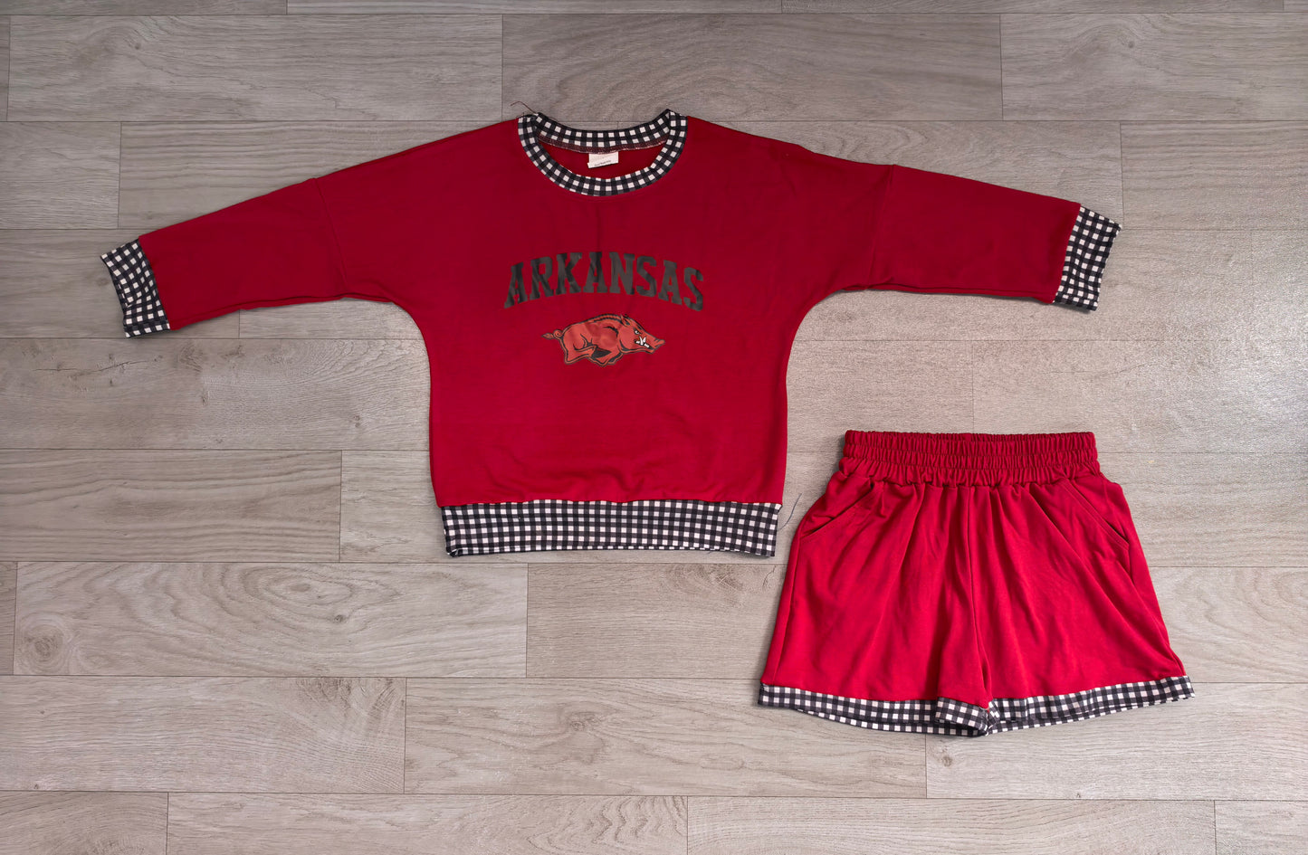 ( No moq ) Preorder Baby Girls Kids Long Sleeves Pig Shirt Shorts Cotton Set Team Clothes