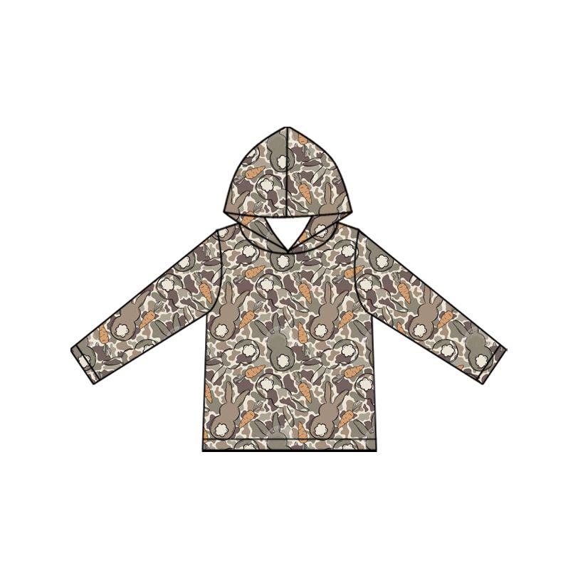 ( Moq 5 ) Preorder Baby Boys Kids Rabbits Carrots Easter Pullover Shirt Camo Clothes
