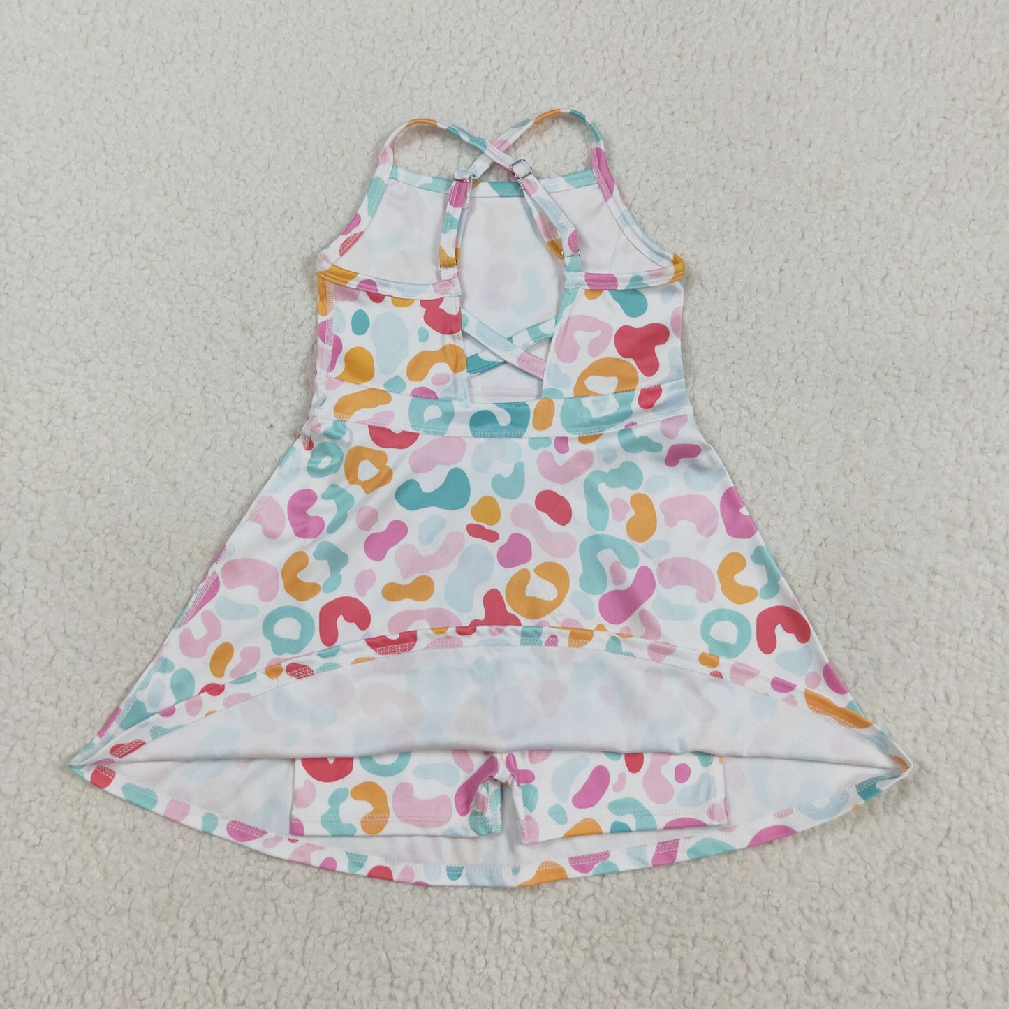 Baby Girl Sleeveless Colorful Leopard Knee Length Yoga Active Dress RTS