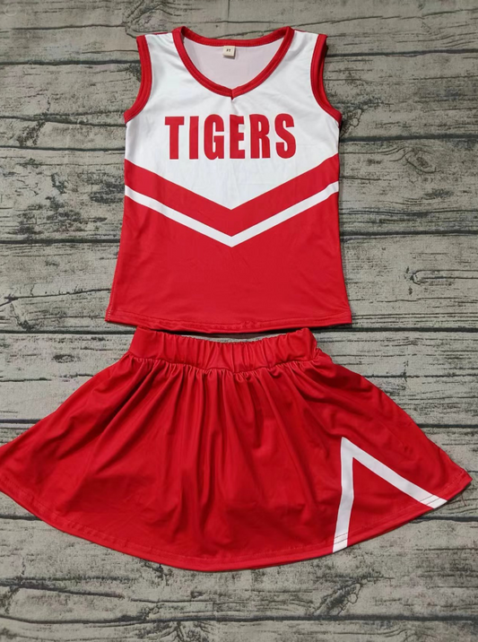 Baby Girl Sleeveless Red Team Tops Shorts Skirt Outfit Clothes Set