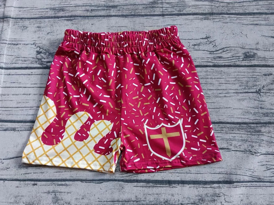 Baby Boy Adult Men Red Team Cross Family Shorts Bottoms ( Moq 5 )