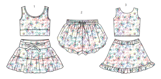 ( Moq 5 Each Style ) Baby Girls Kids Butterfly Leopard Sibling Shorts Sets Clothes