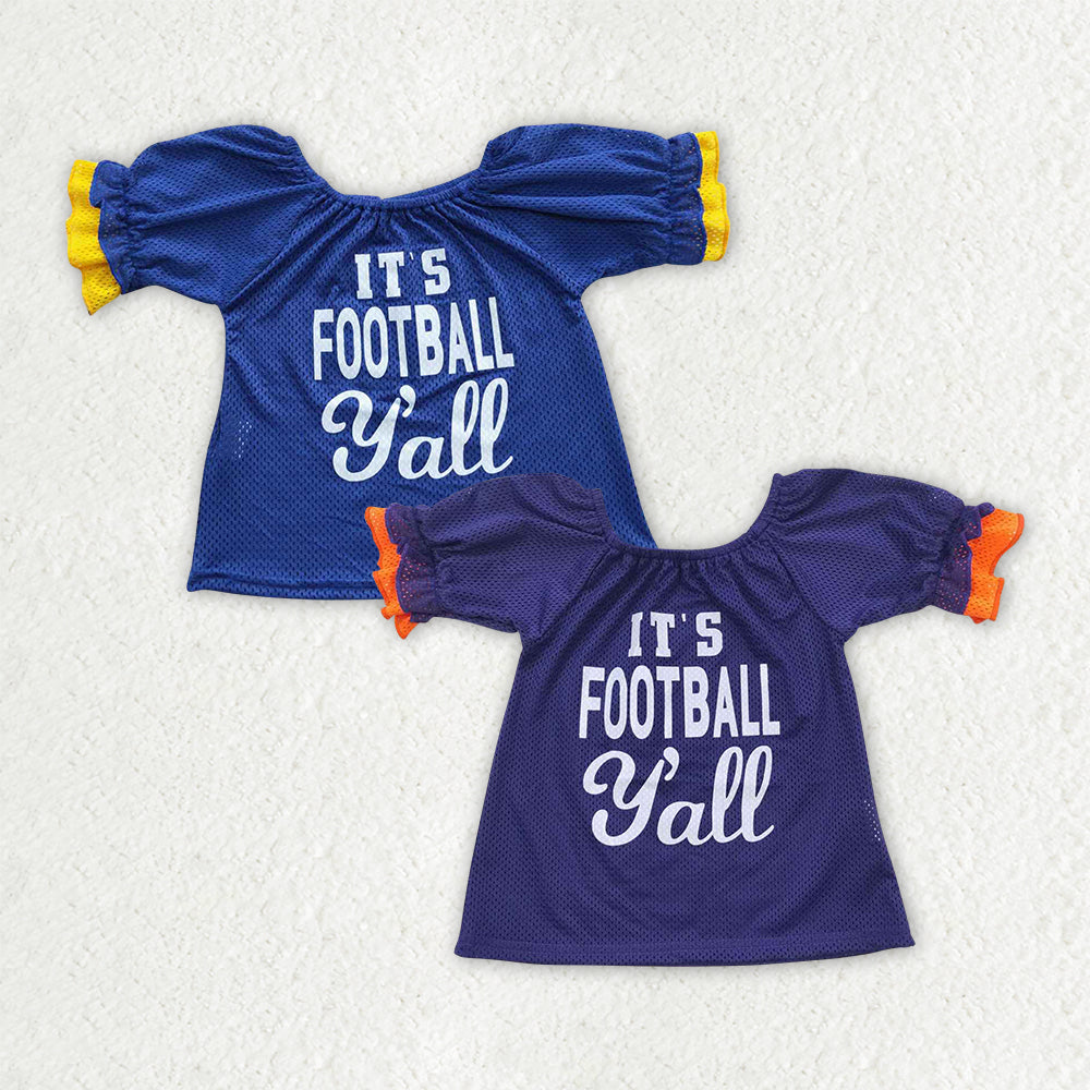 Sibling Baby Girl Toddler Short Sleeves Football Team Sports Shirt Tops