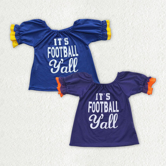 Sibling Baby Girl Toddler Short Sleeves Football Team Sports Shirt Tops