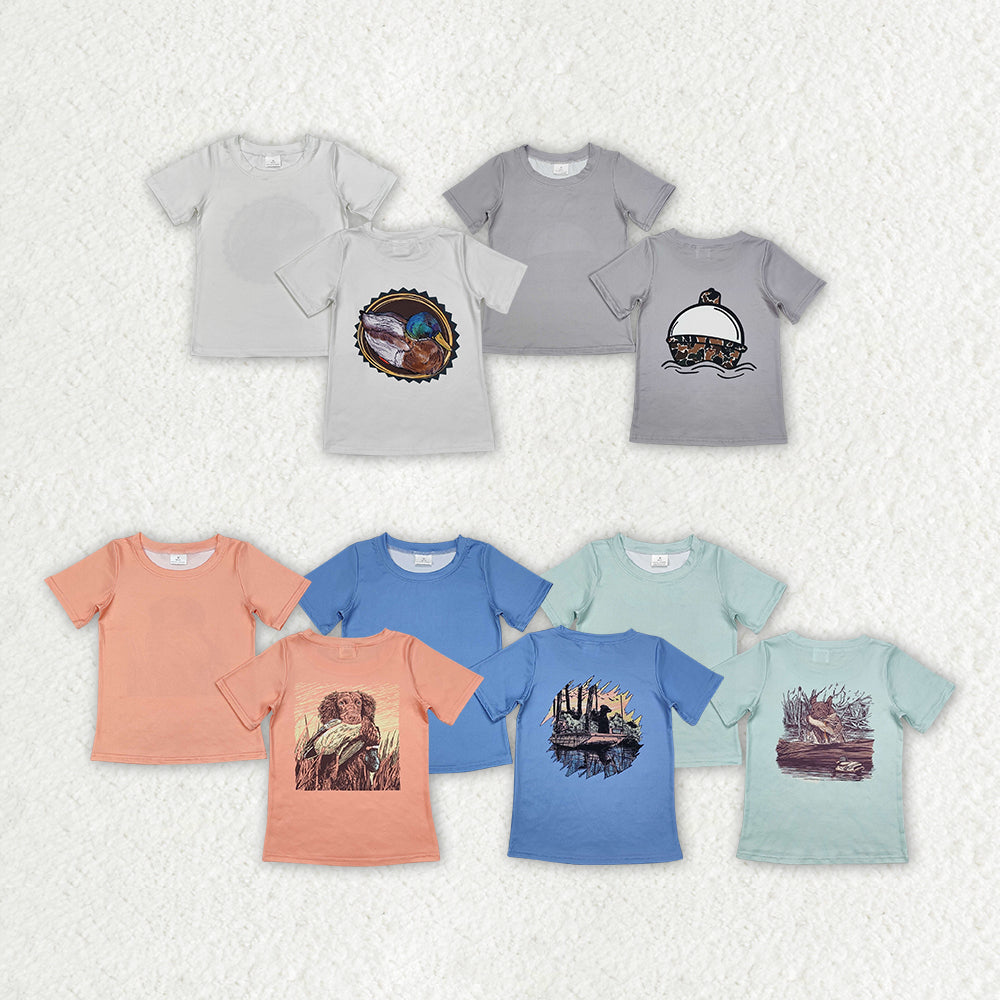 Baby Boy Short Sleeves Ducks Dogs Sibling Hunting Fishing Tee Shirt