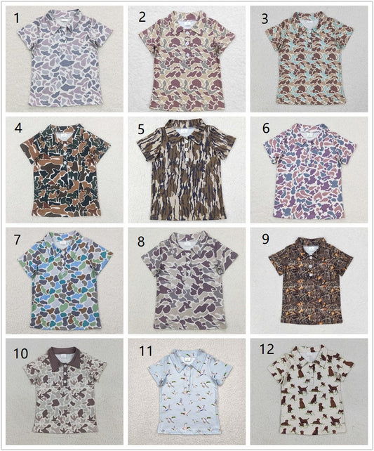 Sibling ( 7-12 ) Boys Kids Short Sleeves Camo Buttons Shirt Tops RTS