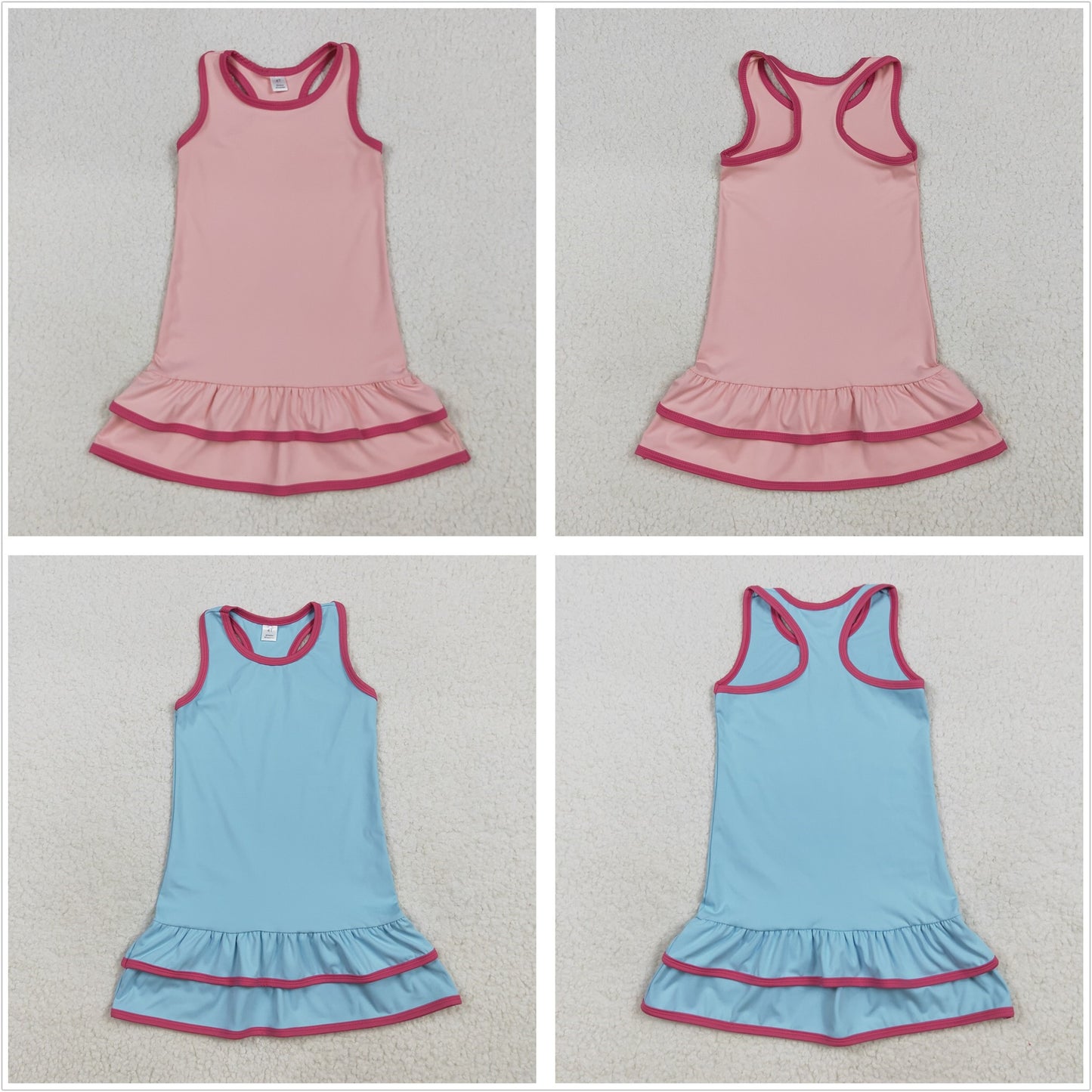 Baby Girl Sleeveless Ruffle Knee Length Dress Sibling Yoga Active Summer Clothes RTS