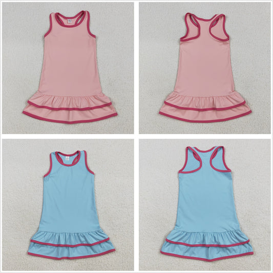 Baby Girl Sleeveless Ruffle Knee Length Dress Sibling Yoga Active Summer Clothes RTS