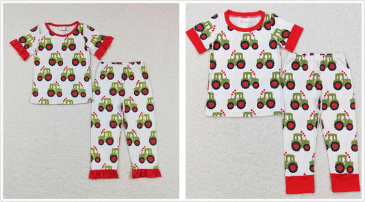Sibling Boys Girls Kids Hearts Trucks Shirt Pants Valentines Pajamas Sets RTS