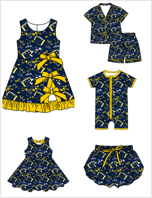 ( Moq 5 Each Style ) Baby Boys Girls Toddler Football Sibling Shorts Romper Dresses Set Team Clothing