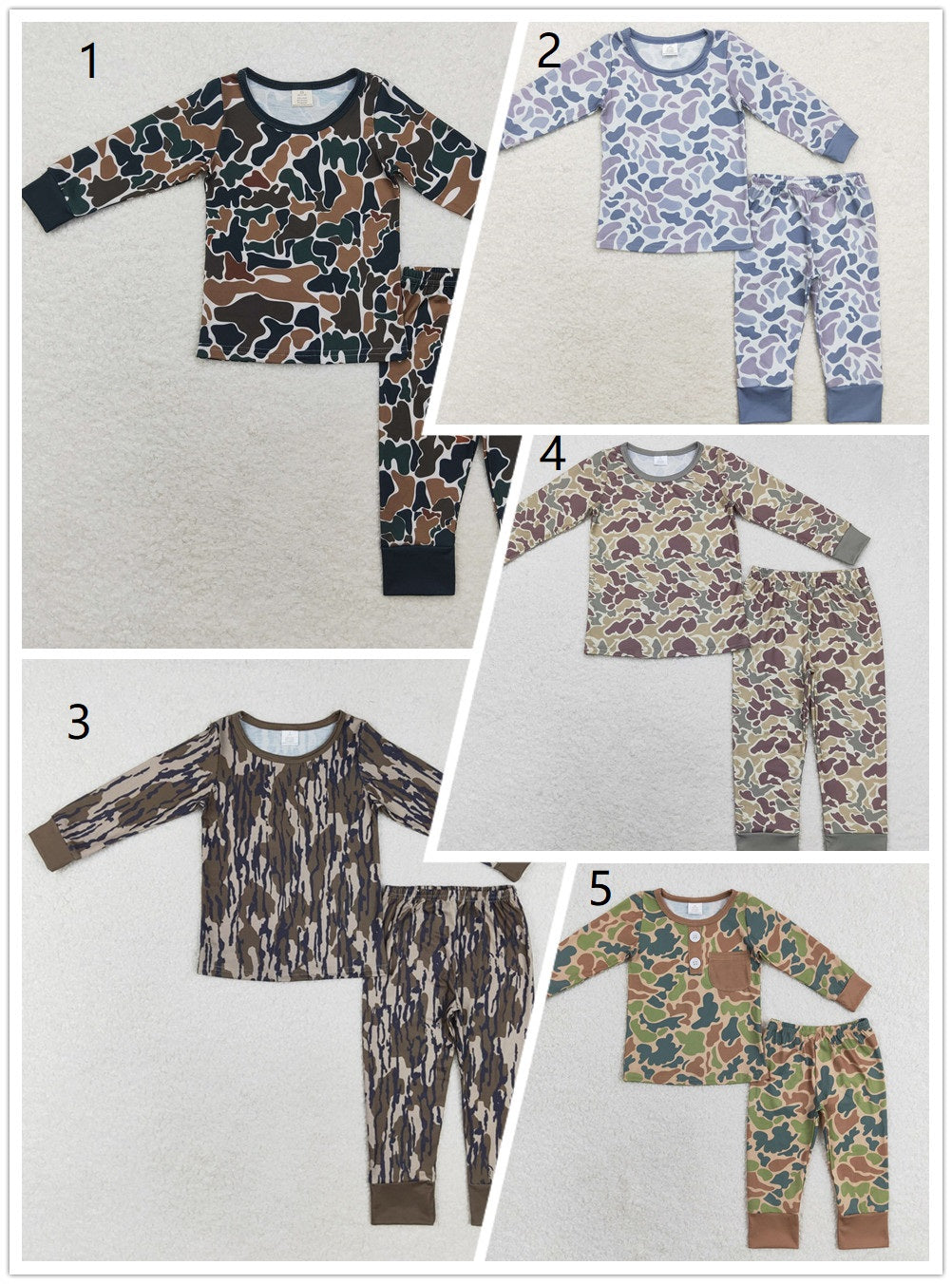 Baby Boys Toddler Long Sleeves Camo Shirt Pants Bamboo Set Sibling Pajamas Clothes RTS