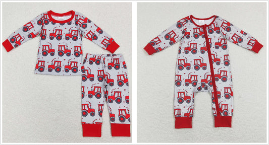 Sibling Kids Toddler Hearts Trucks Valentine's Zipper Romper Pajamas Sets RTS