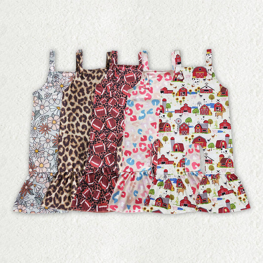 Baby Girl Straps Flower Leopard Farm Sibling Jumpsuit RTS